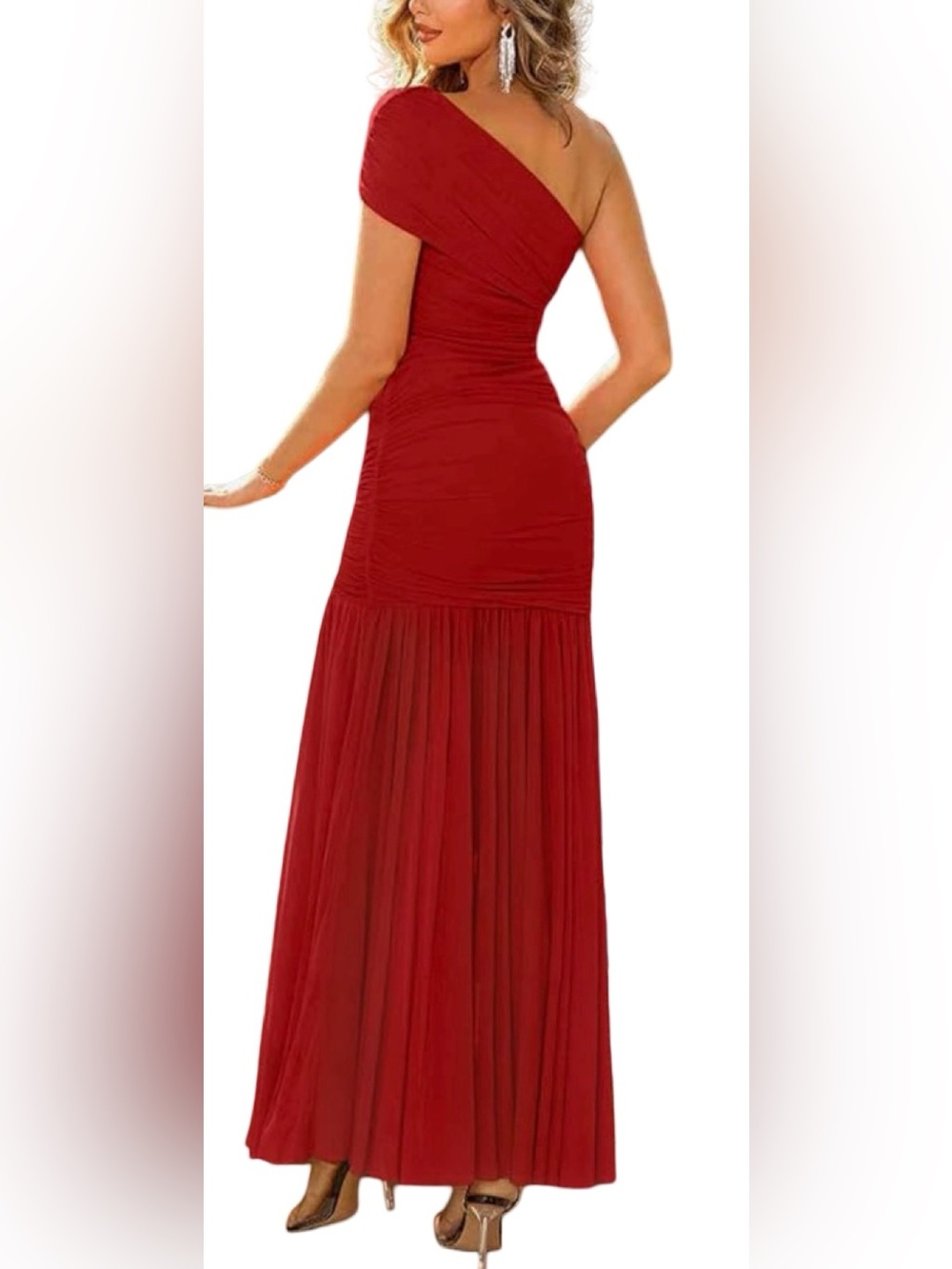 LAGSHIAN Elegant Formal Long Dress One Shoulder Sleeveless Ruched, size M - Picture 3 of 6